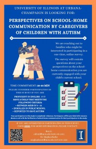   UNIVERSITY OF ILLINOIS AT URBANA-CHAMPAIGN IS LOOKING FOR: PERSPECTIVES ON SCHOOL-HOME COMMUNICATION BY CAREGIVERS OF CHILDREN WITH AUTISM